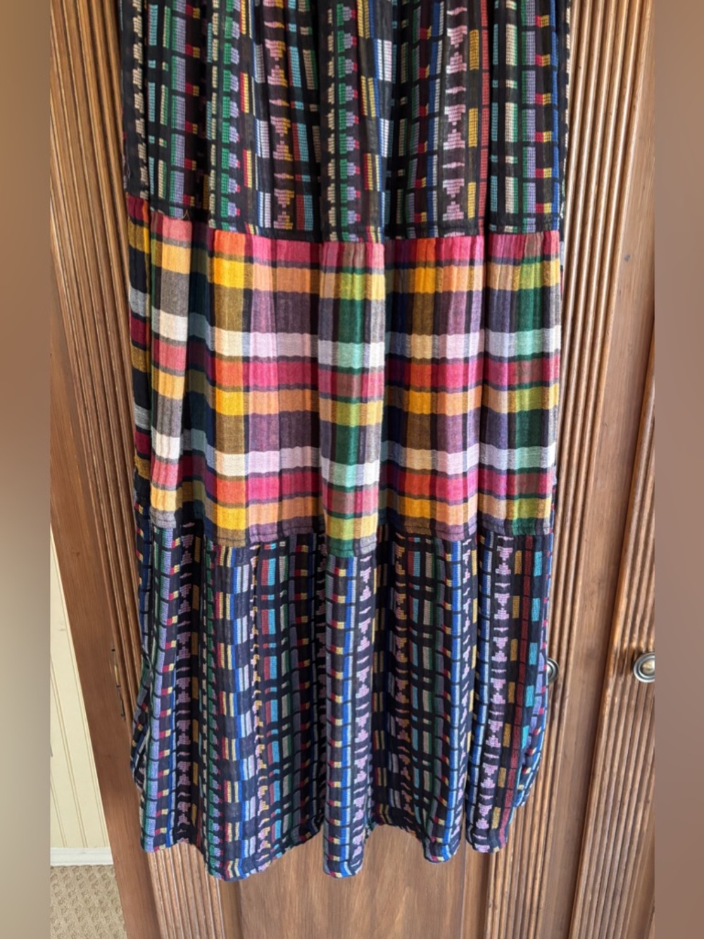 Plaid Maxi Skirt - Vibrant Geometric Print. Size Medium. Cute with a White Tee.